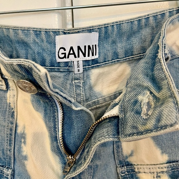 Ganni Tie Dye Carpenter Cargo Denim Jean Shorts Size 25 - Picture 3 of 4